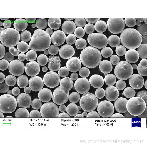 316L Polvo de acero inoxidable esférico por pulverización térmica 20-53um